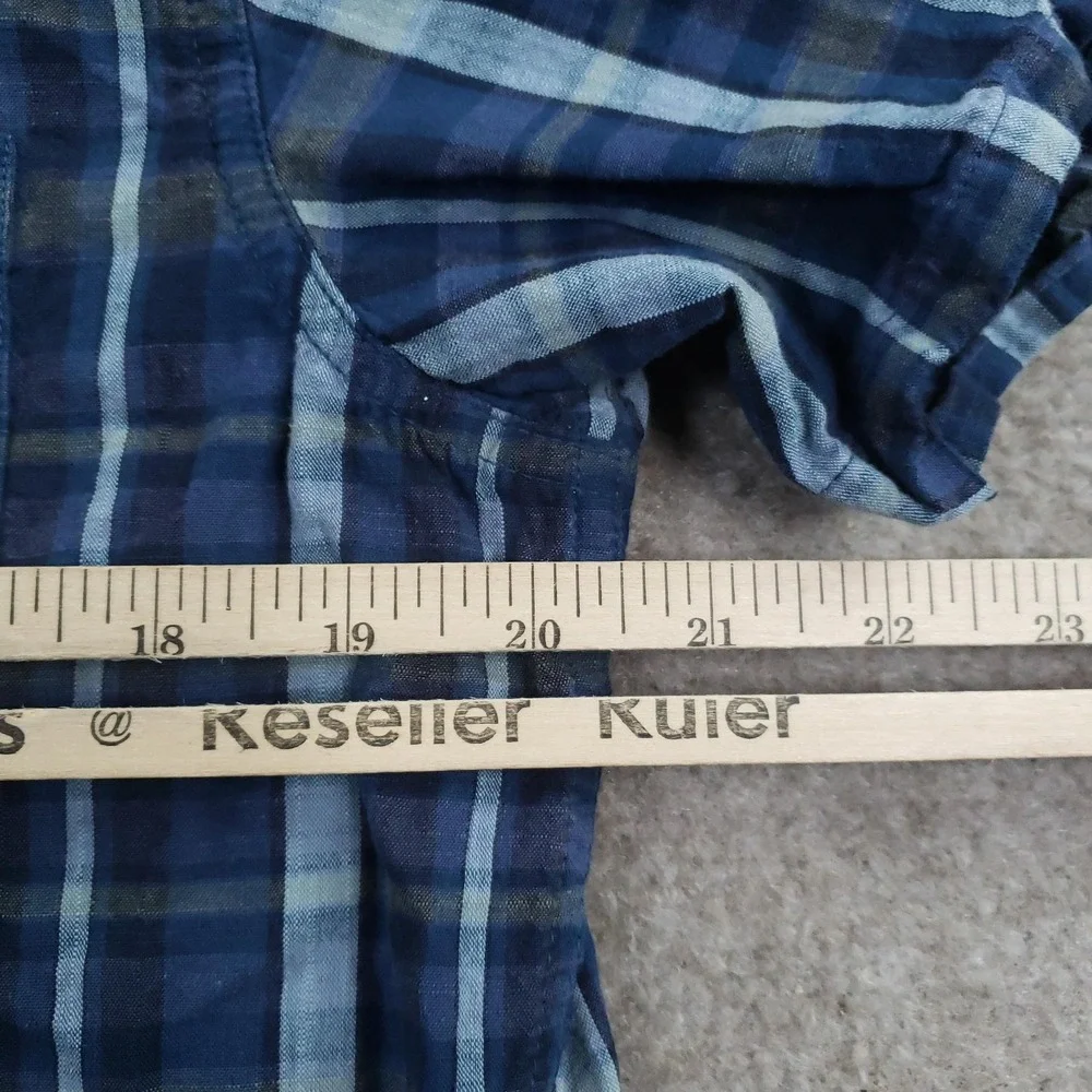 The North Face Shirt Mens Medium Blue‎ Plaid Short Sleeve Button Up Casual